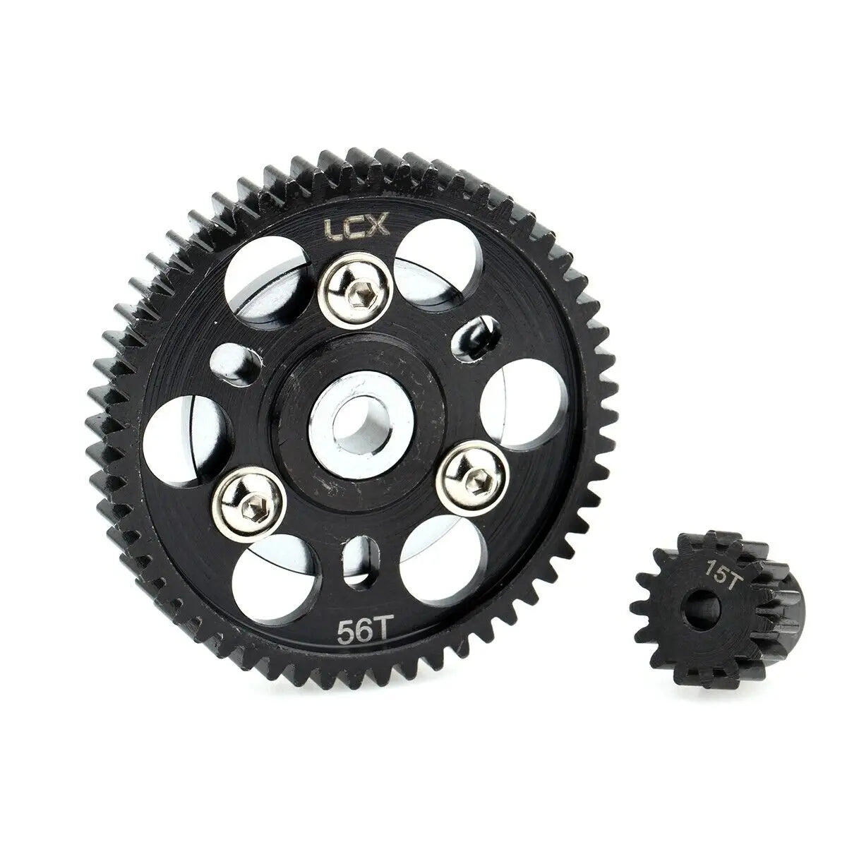LCX Racing 1/10 RC Crawler Hard Steel 32P 56T Spur Gear w/ 15T Pinion Gear for Axial SCX10 Wraith Upgrades Parts Accessories