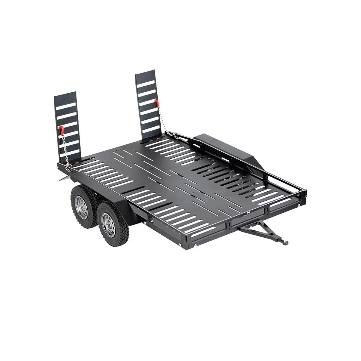 LCX Racing Aluminum 1/8 1/10 RC Crawler Heavy Duty Dual Axle Trailer w/ Suspension for TRX4 SCX10 II III PRO Gen8 Upgrades