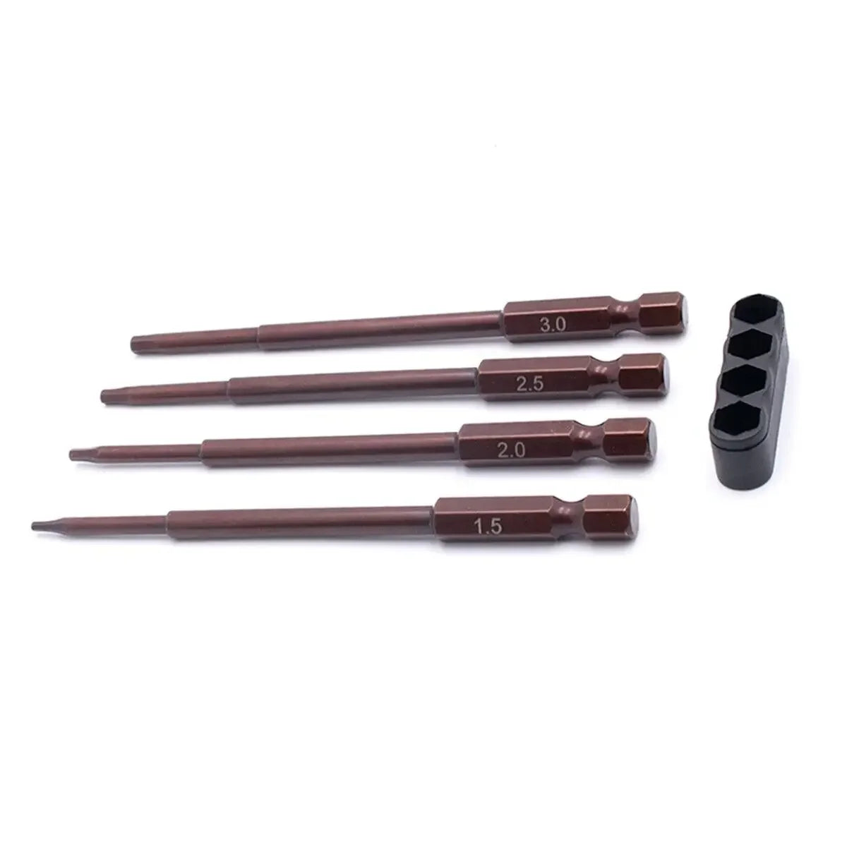LCX Racing RC Tool 4pc 1/4" Metric Hex Bit Set(1.5mm 2.0mm 2.5mm 3.0mm), Electric Screwgun, Power Drill RC Hobby Tool Screws Hex