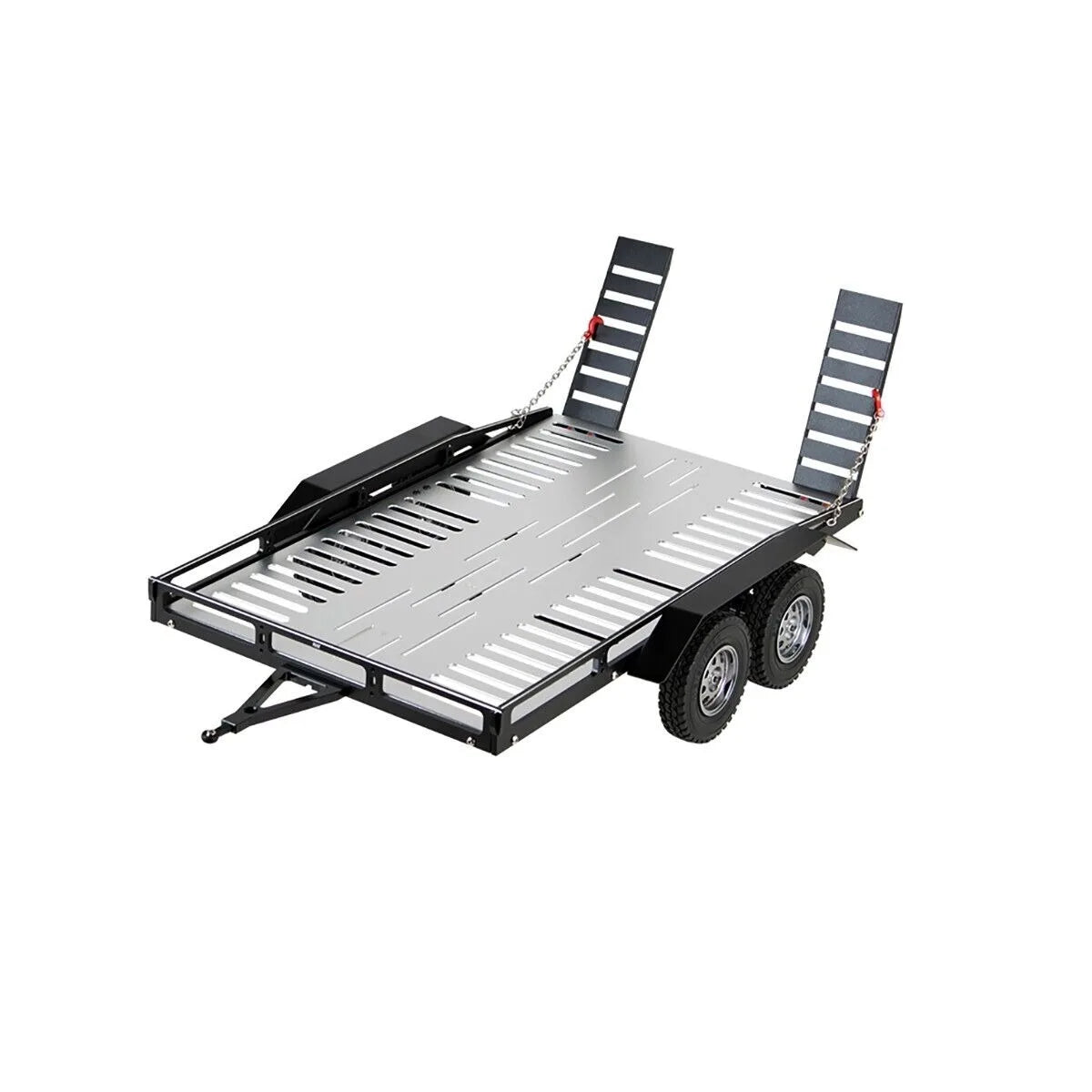 LCX Racing Aluminum 1/8 1/10 RC Crawler Heavy Duty Dual Axle Trailer w/ Suspension for TRX4 SCX10 II III PRO Gen8 Upgrades