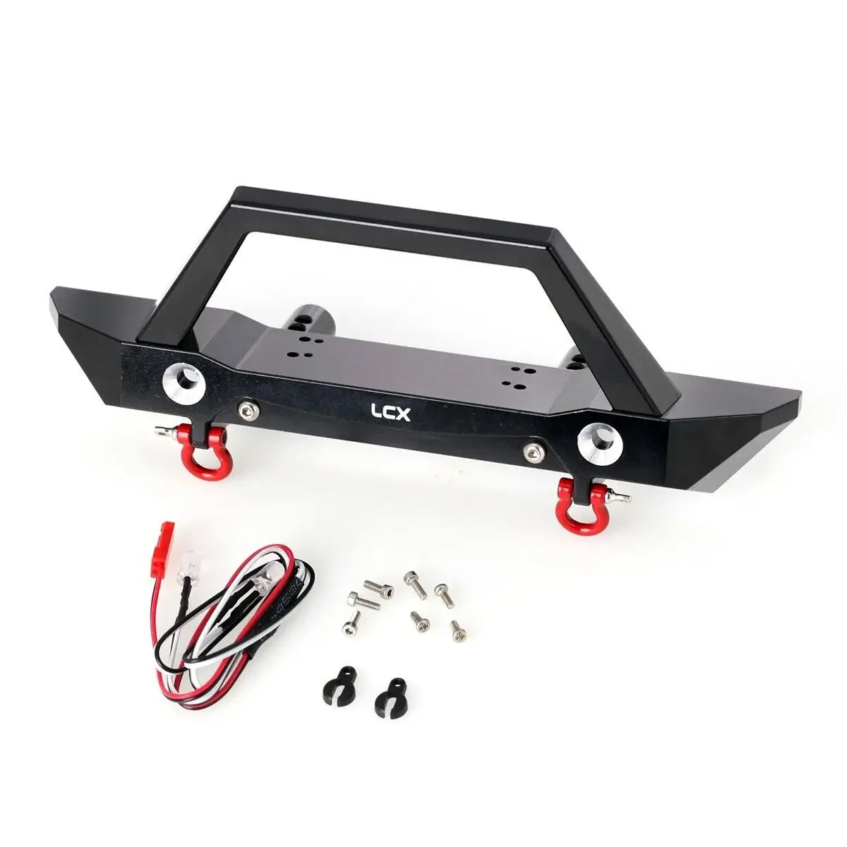 LCX Racing 1/6 RC Crawler Car CNC Aluminum Front Bumper Set w/ Lamp for Axial SCX6 Upgrades Parts Accessories