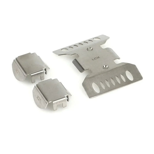 LCX Racing 1/10 RC Crawler Car Stainless Steel Chassis Skid Plate Guard Axle Guard for Axial SCX10 III Upgrades Accessories