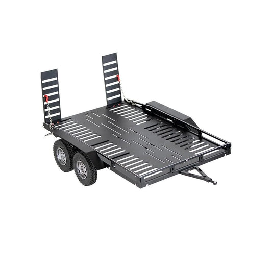 LCX Racing Aluminum 1/8 1/10 RC Crawler Heavy Duty Dual Axle Trailer w/ Suspension for TRX4 SCX10 II III PRO Gen8 Upgrades