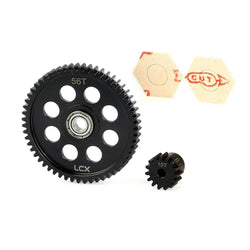 LCX Racing 1/10 RC Crawler Car Hard Steel 32P 56T Spur Gear 15T Pinion Gear for Axial RR10 Yeti 90048 Upgrades Parts Accessories
