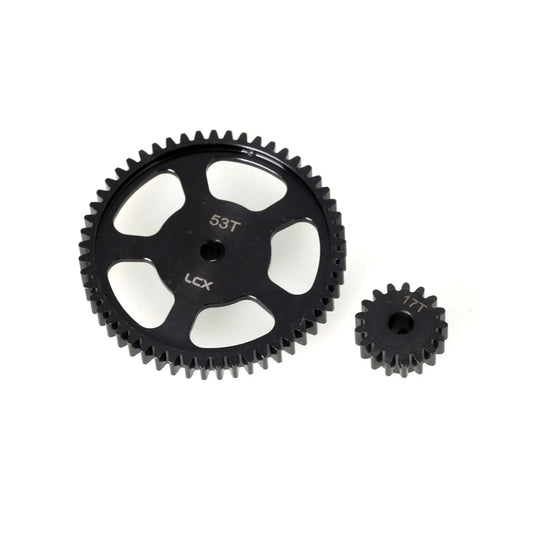 LCX Racing 1/10 Hard Steel Transmission Spur Gear 53T-17T Pinion Gear for Axial RBX10 RYFT Upgrades Parts Accessories