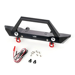 LCX Racing 1/6 RC Crawler Car CNC Aluminum Front Bumper Set w/ Lamp for Axial SCX6 Upgrades Parts Accessories